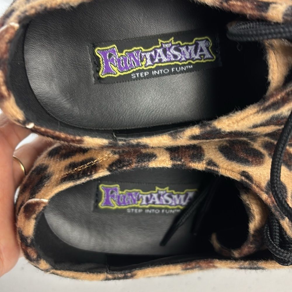 NWOT Funtasma Mens 9 Leopard Platform Shoes Fish Bowl Pimp Disco 70s Costume - Picture 9 of 14